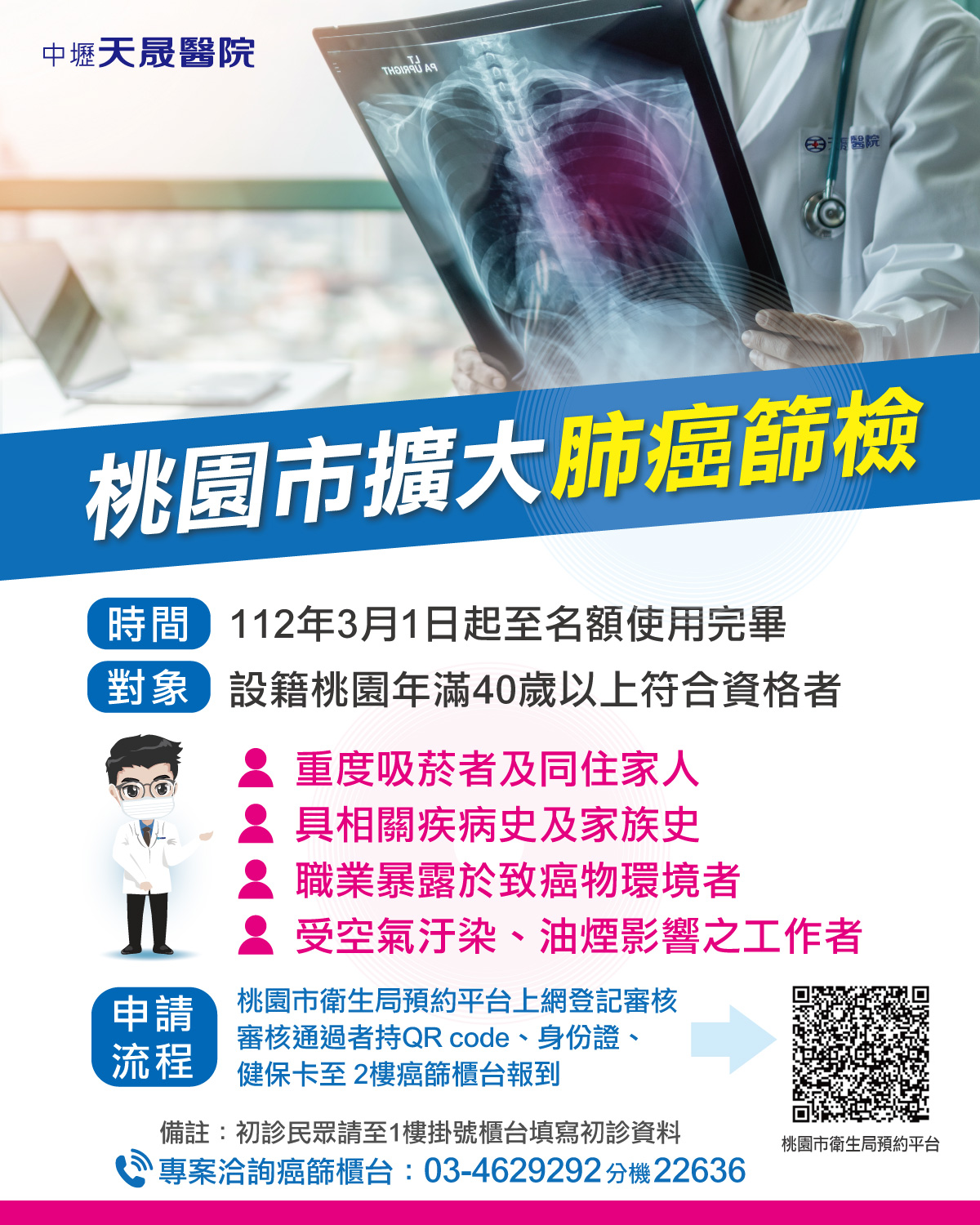 桃園市擴大肺癌篩檢計畫3月正式上線
