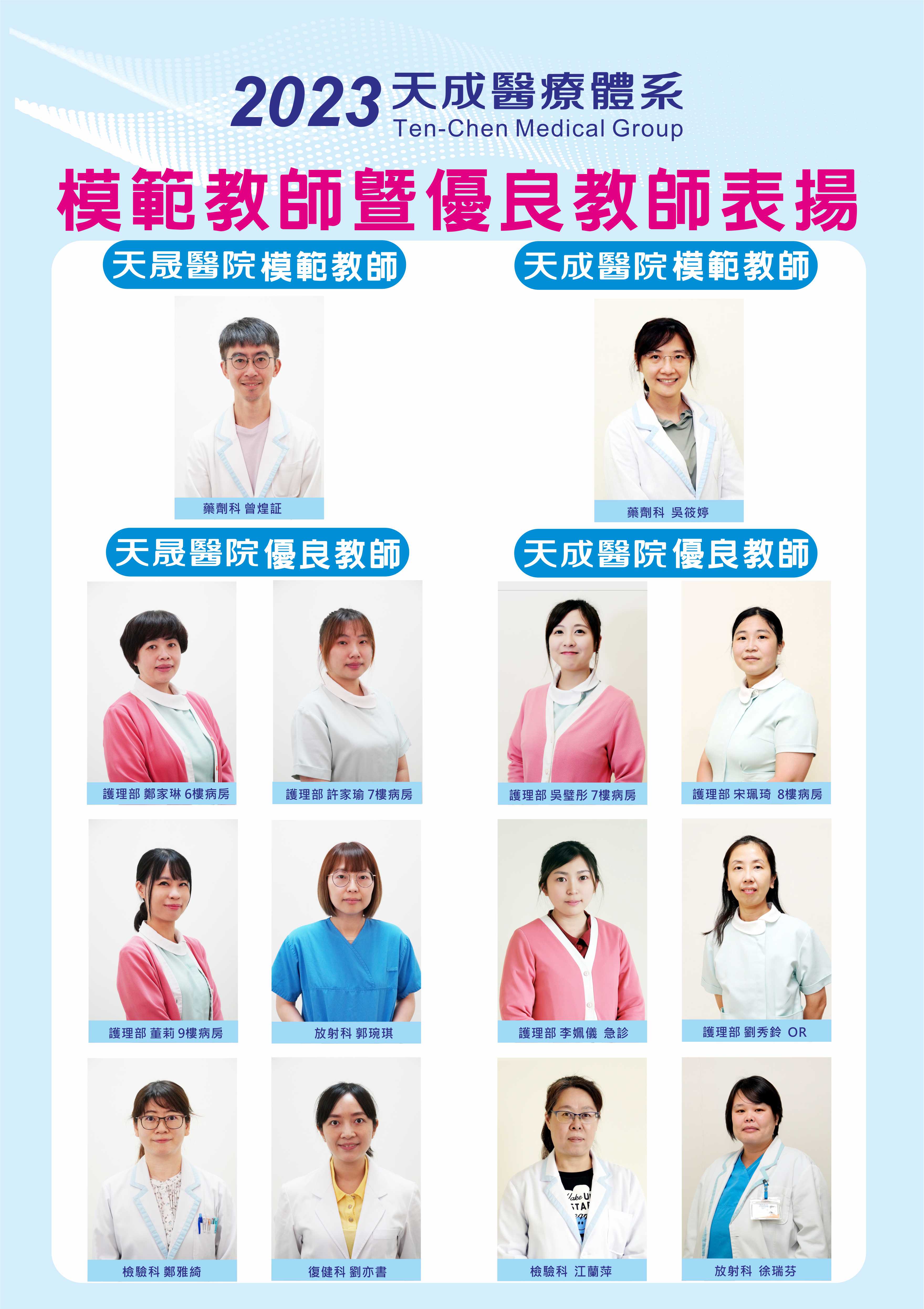天成醫療體系2023模範教師暨優良教師表揚