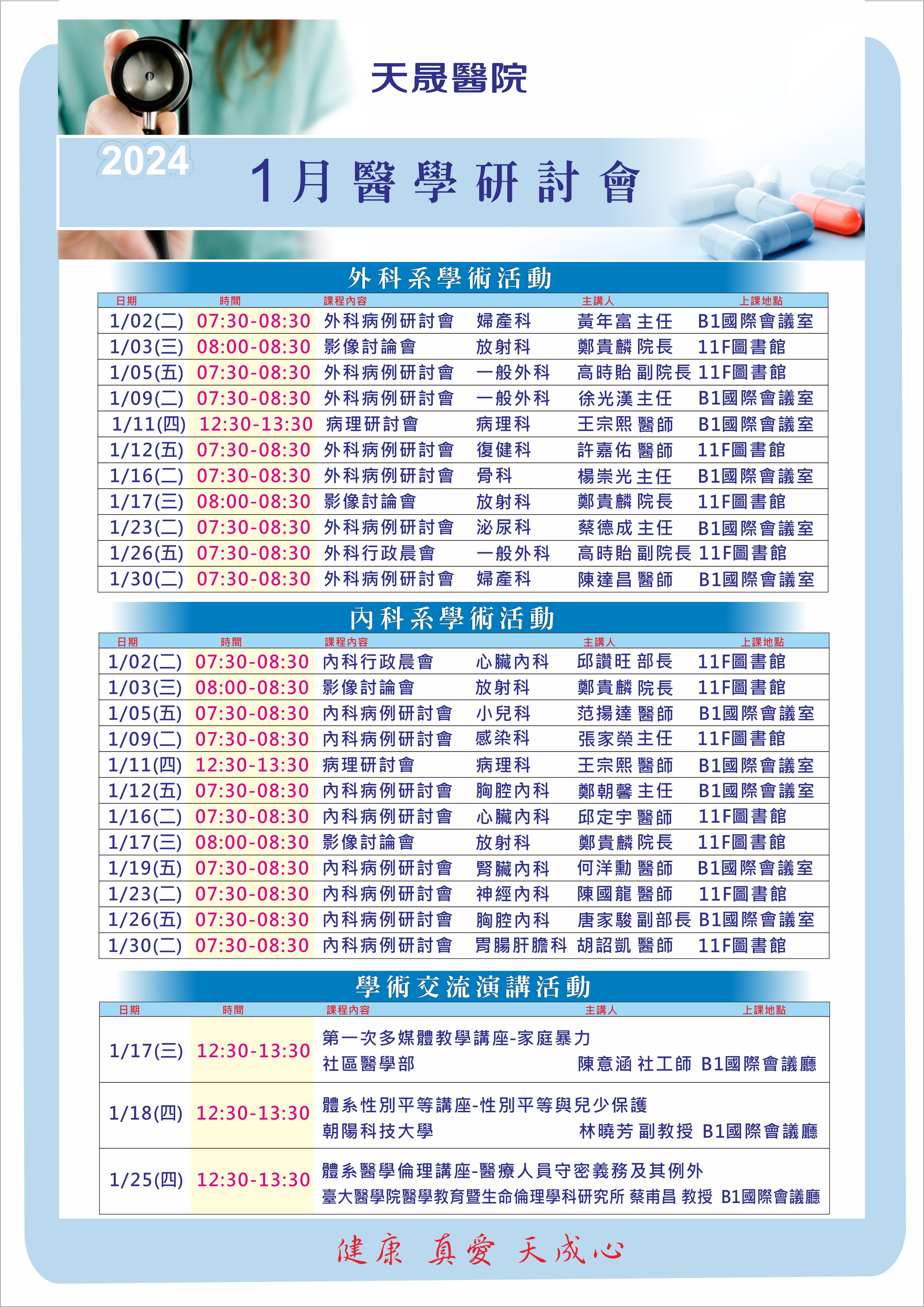 113年1月醫學研討會