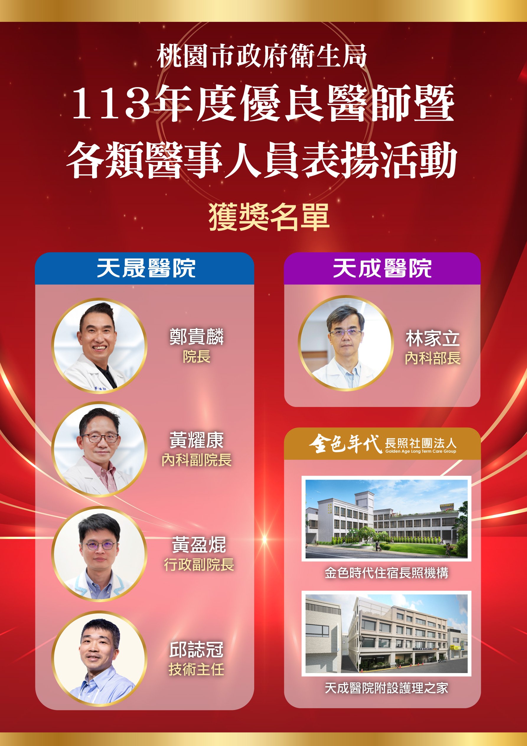 桃園市113年度優良醫師暨各類醫事人員表揚活動