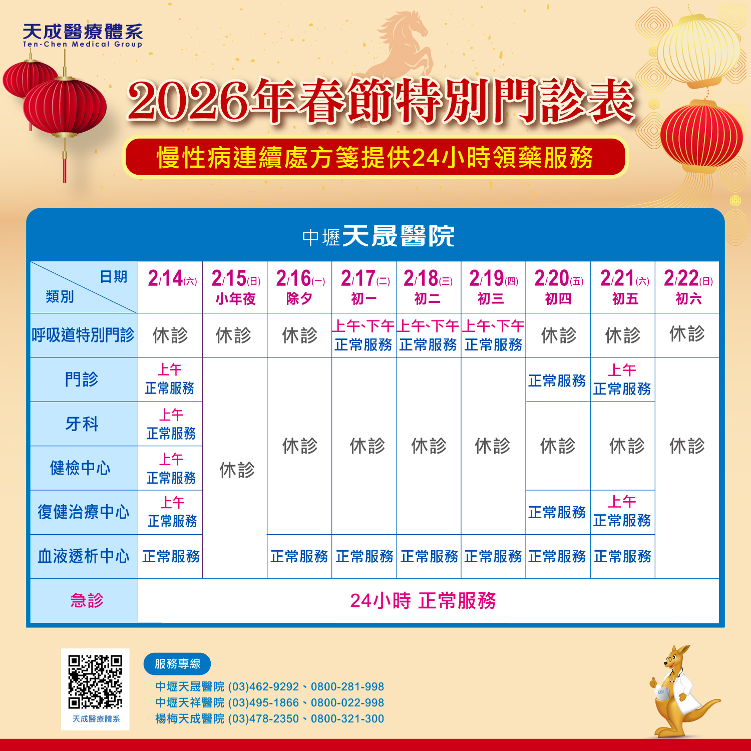 2026春節特別門診...